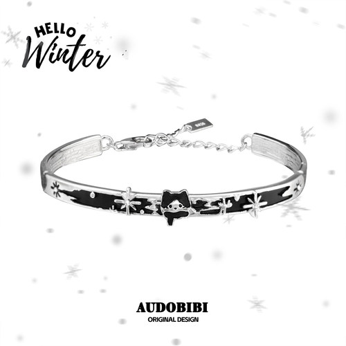 雪地里的小猫 猫咪纯银手镯不掉色原创小众设计高级甜酷y2k手环女