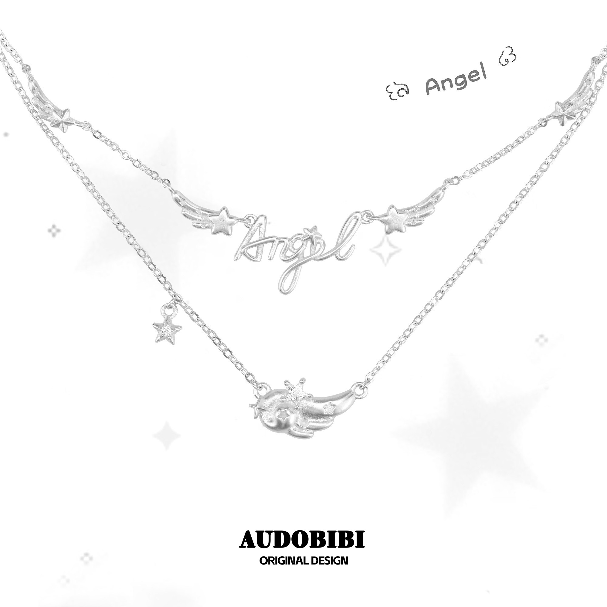 AUDOBIBI原创天使翅膀双层项链图片
