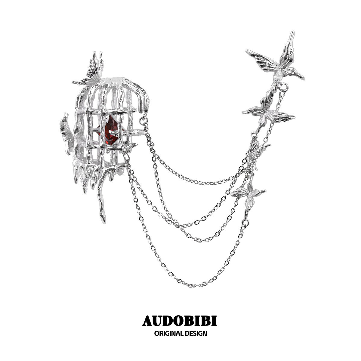 有些蝴蝶是关不住的 原创小众鸟笼胸针高级冷淡西装配饰穿搭配件