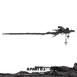 渡鸦系列 原创黑色乌鸦发簪小众设计高级感暗黑风星芒辣妹发饰