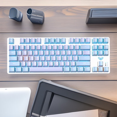 狼蛛F3587机械键盘有线青轴茶轴红轴吃鸡电竞游戏87键青轴机械