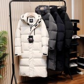 800蓬 90%灰鹅绒超厚长款 户外TEX三防水防风御寒羽绒服情侣大衣