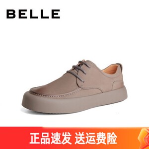 Belle/百丽系带工装鞋男春季软底真皮低帮厚底休闲男士皮鞋A0970A