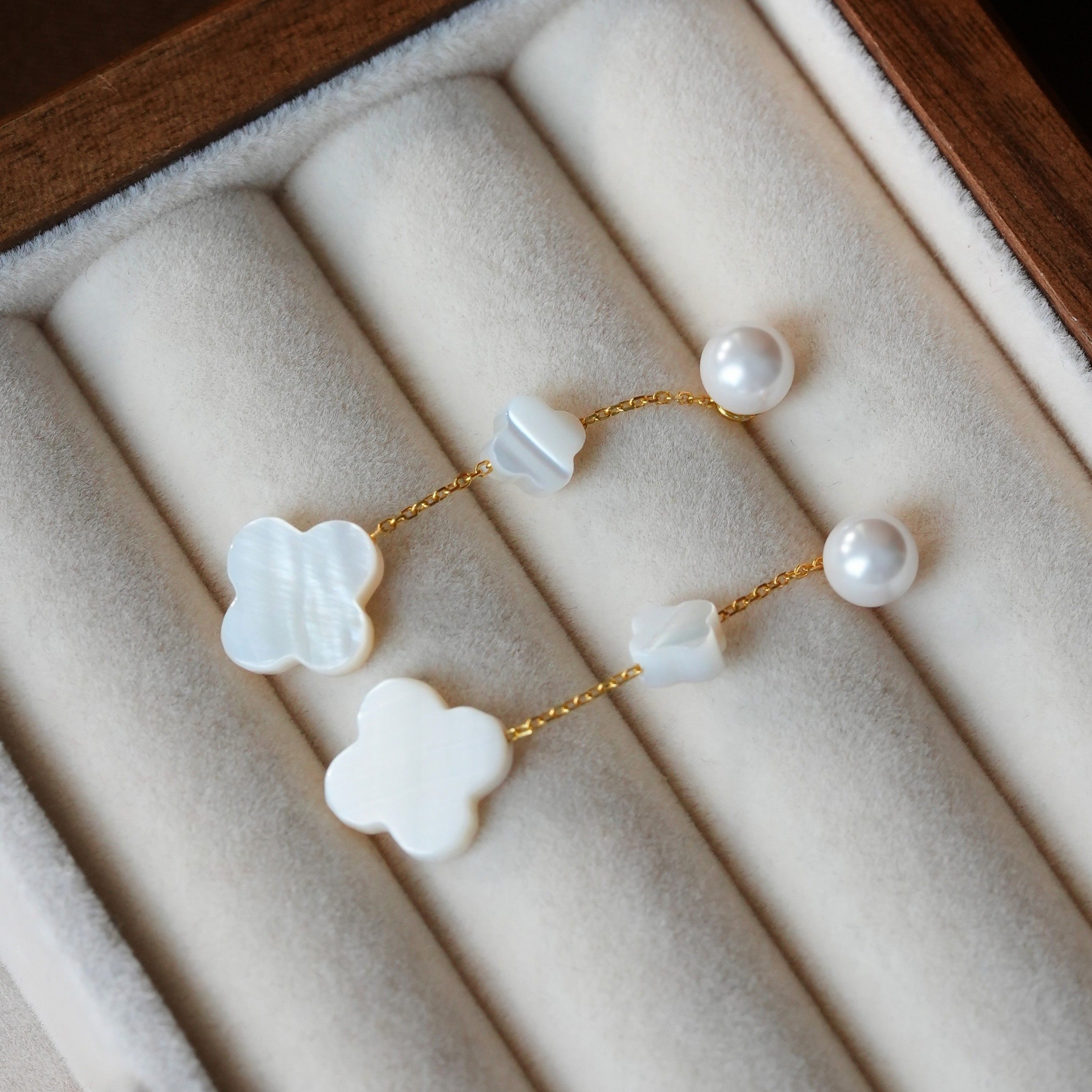 925银耳饰 长款珠光四叶草流苏耳钉女气质显瘦两戴耳环饰品,饰品/流行首饰/时尚饰品新,银饰耳饰,淘宝优惠券,粉丝福利购,淘宝优惠卷