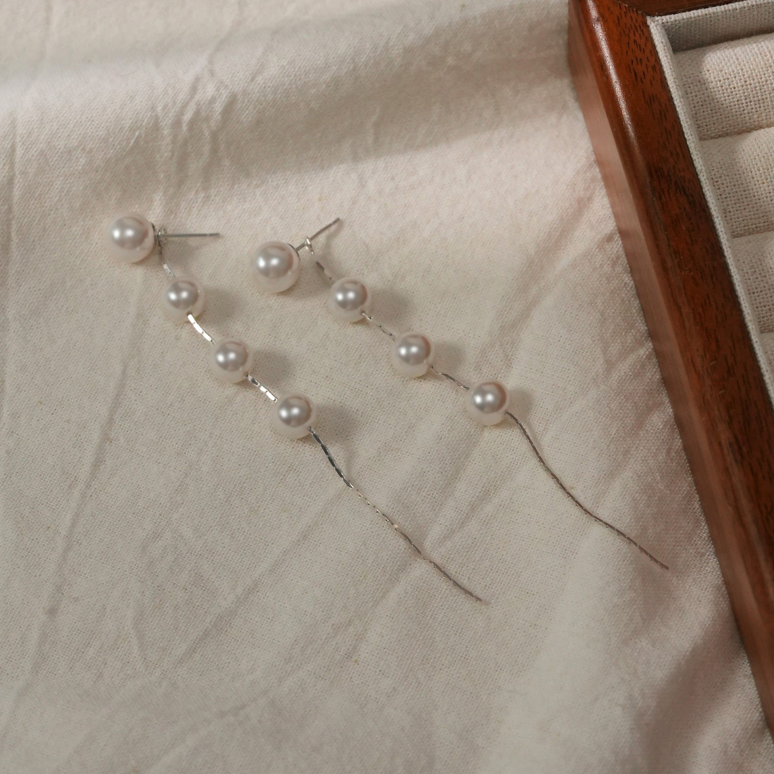 丽沁 925银仿珍珠耳饰 长款气质流苏珠珠耳钉女小众轻奢两戴耳环,饰品/流行首饰/时尚饰品新,银饰耳饰,淘宝优惠券,粉丝福利购,淘宝优惠卷