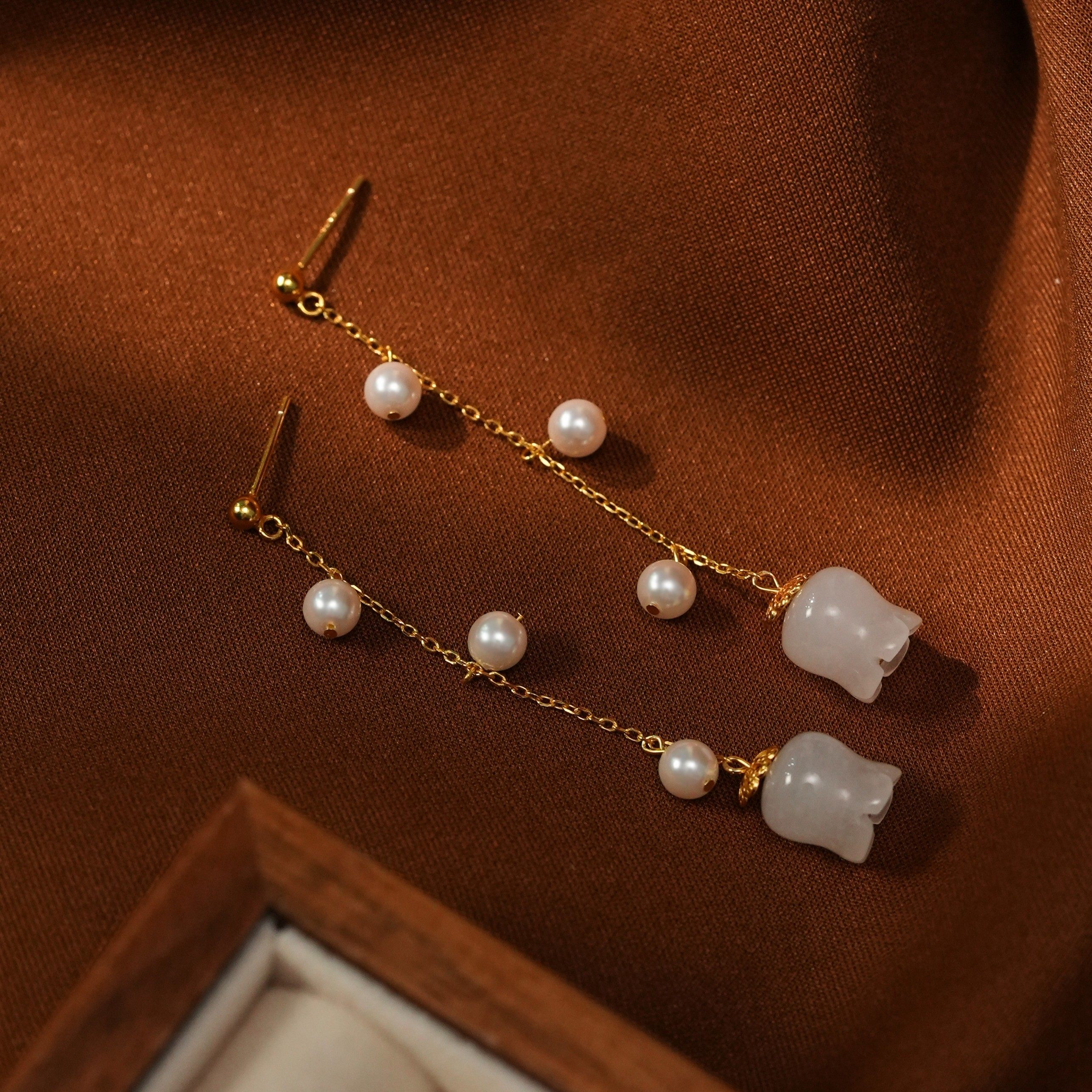 丽沁 925银仿珍珠耳饰 刘亦菲同款铃兰花流苏耳钉女长款气质耳环,饰品/流行首饰/时尚饰品新,银饰耳饰,淘宝优惠券,粉丝福利购,淘宝优惠卷