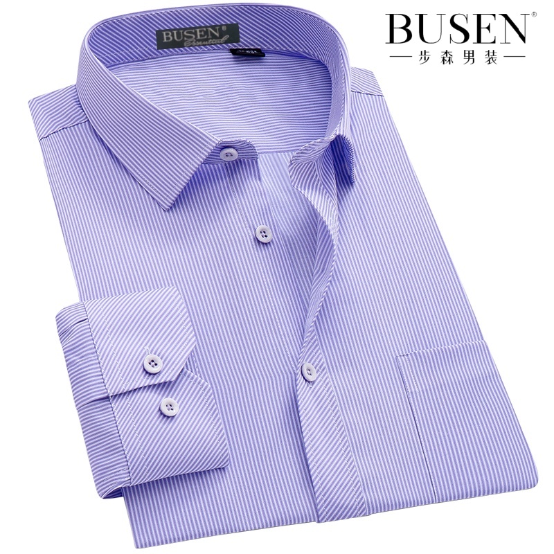 步森男装长袖中年爸爸有口袋寸衫