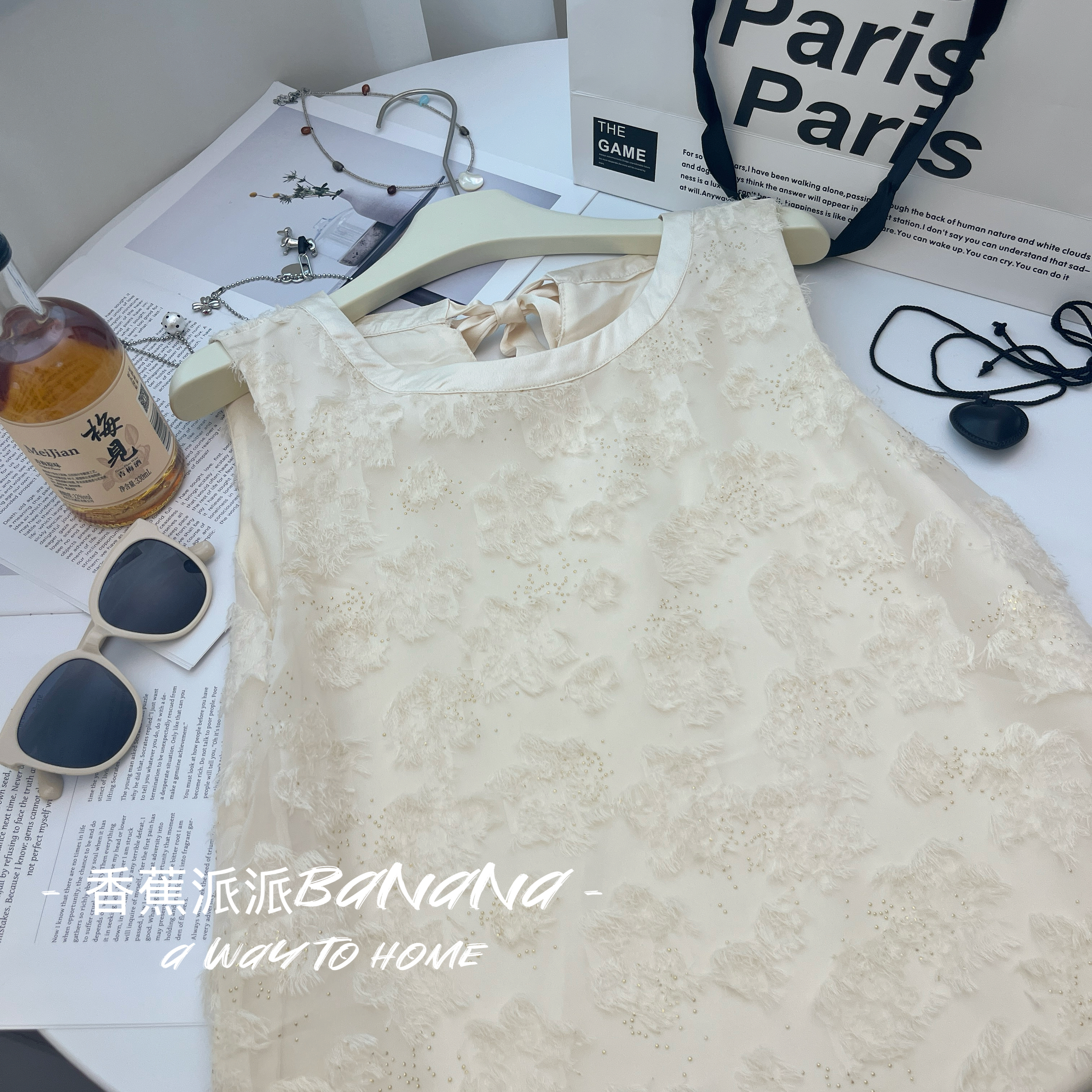 新中式小香风名媛系带无袖连衣裙