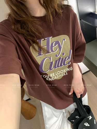 heycute美式字母宽松短袖T恤女
