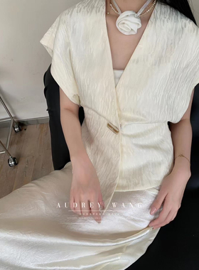 AW法式高级感掐腰上衣女2024年夏季新款小众设计蚂蚁腰小外套女