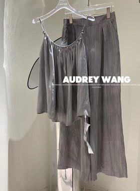 AW2024夏季新款女显瘦韩国上衣宽松新款东大门背心吊带阔腿裤套装