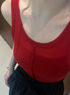 AW2024夏季新款针织吊带背心女修身显瘦气质麻料阔腿裤套装女辣妹