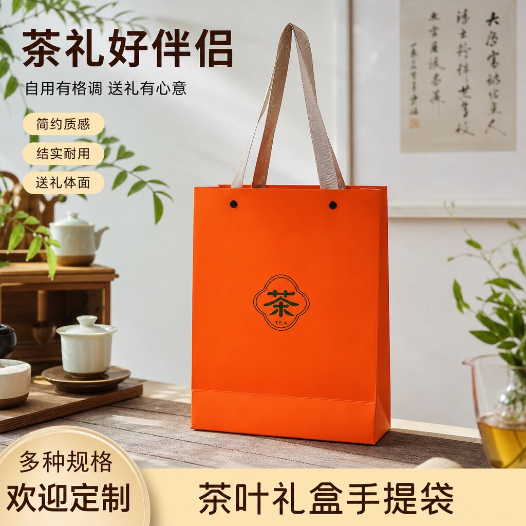 高档烫金红色纸袋纸手提袋茶叶礼品袋手提袋礼盒包装茶礼袋通用