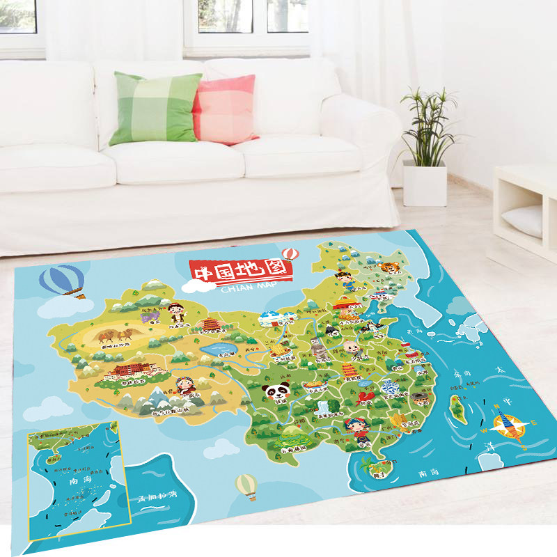 INS卡通世界卧室支持来图地毯