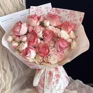 防水膜覆膜复古繁花鲜花包装纸印花伯爵午后红茶花束diy材料