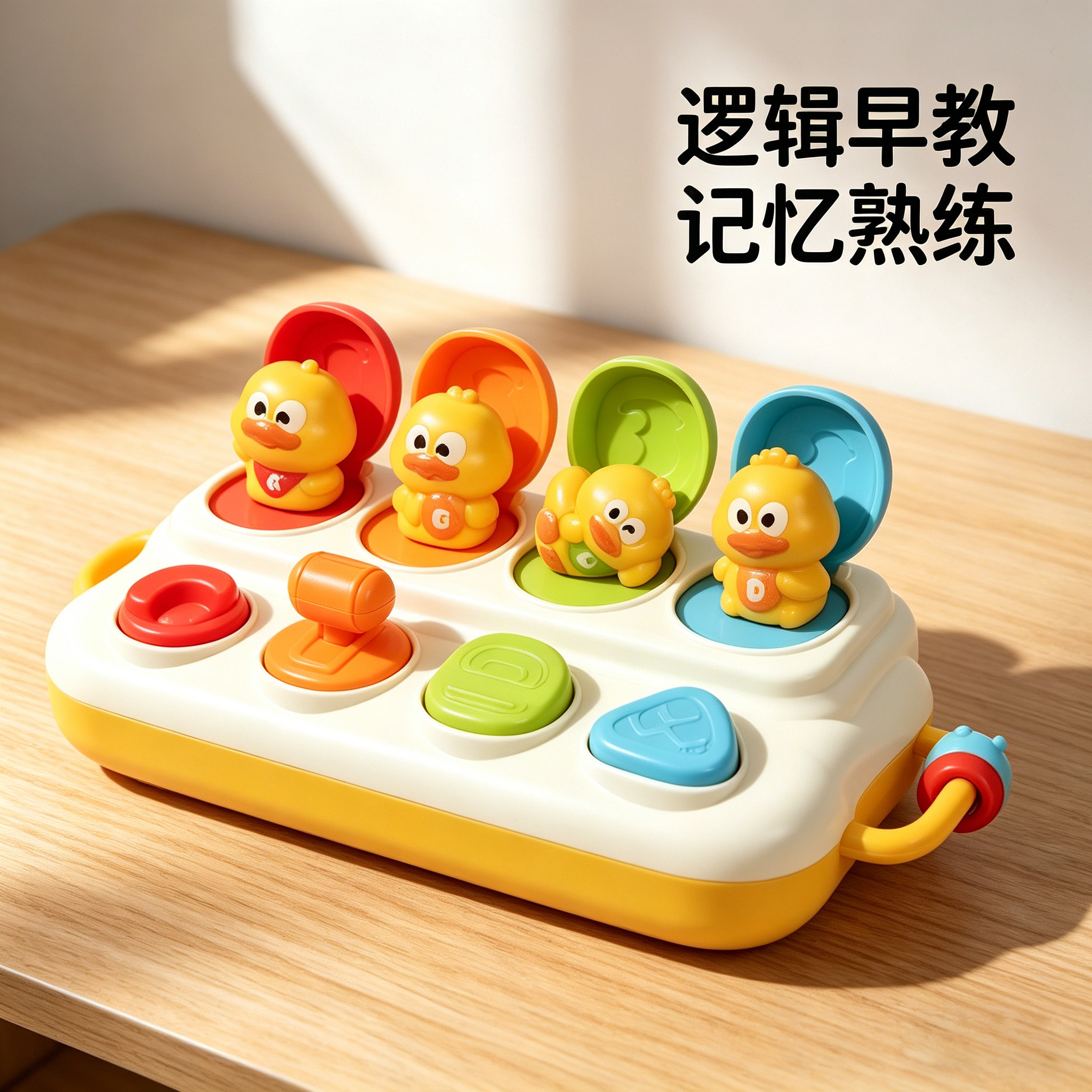 宝宝小黄鸭开关盒机关盒玩具图片