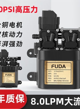 福达双电机电动喷雾器隔膜泵关枪停机压力水泵农用高压洗车抽水泵