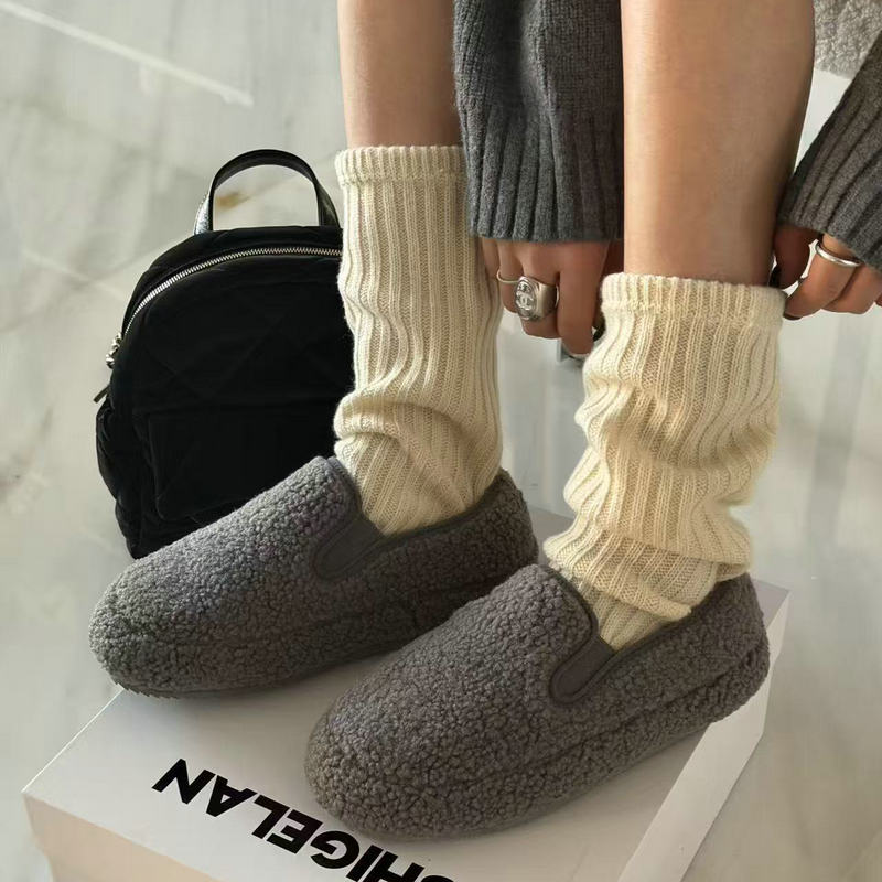 诗歌兰羊羔绒懒人勃肯鞋