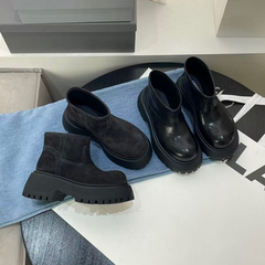 SHEENSEA厚底切尔西靴女2025新款百搭时尚外穿复古大头马丁靴短靴