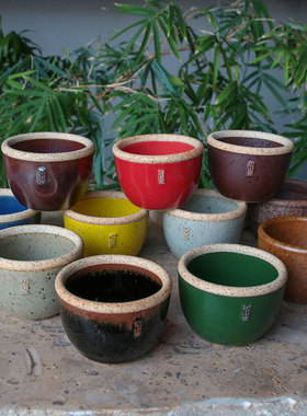 小水缸亿山堂粗瓷水缸杯水瓮杯主人杯喝茶复古怀旧粗陶迷你小水翁