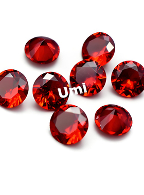 大红玻璃裸石 圆形尖底高净度仿红宝石首饰镶嵌 DIY 手工配石