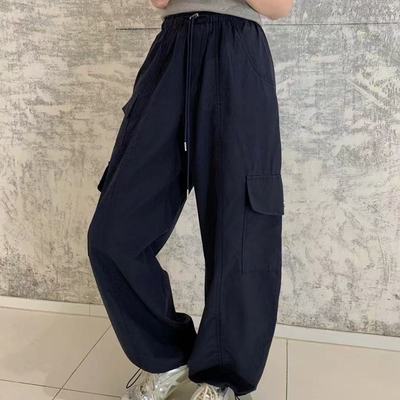 zuowooon左维8301工装裤女秋款松紧腰抽绳两穿阔腿裤休闲裤长裤ZW
