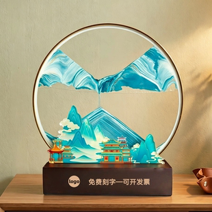 5D大号实木青云直上流沙画摆件电视机送领导乔迁礼物创意高档礼物