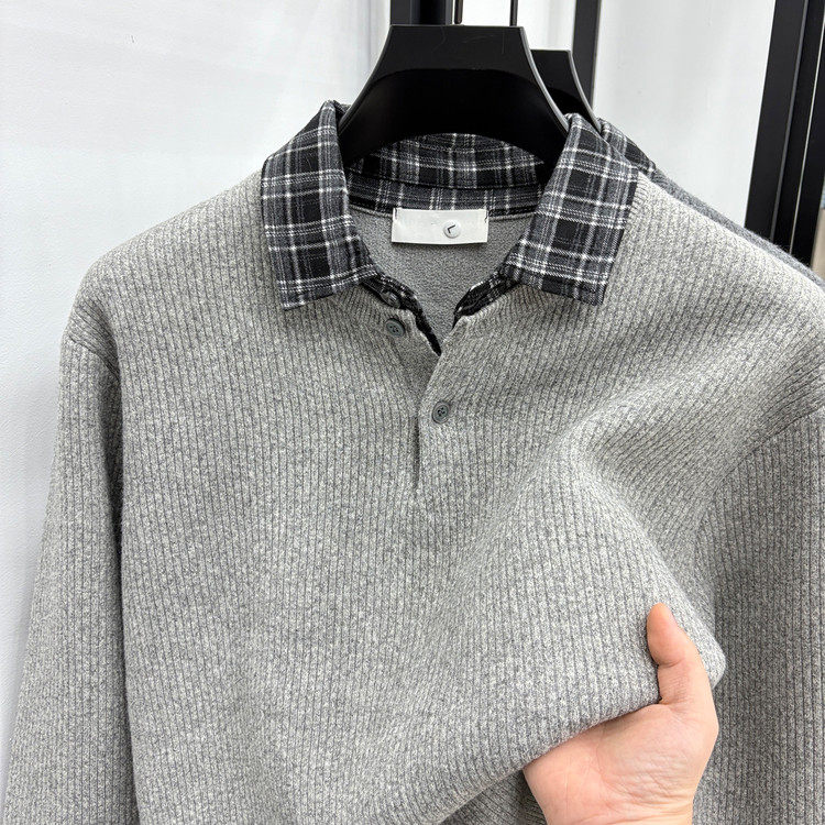 翻领宽松型冬季青春活力风套头针织衫/毛衣