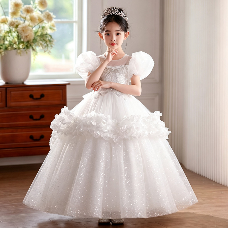 女童连衣裙公主裙花童婚纱演出服生日钢琴儿童礼服小女孩蓬蓬裙子