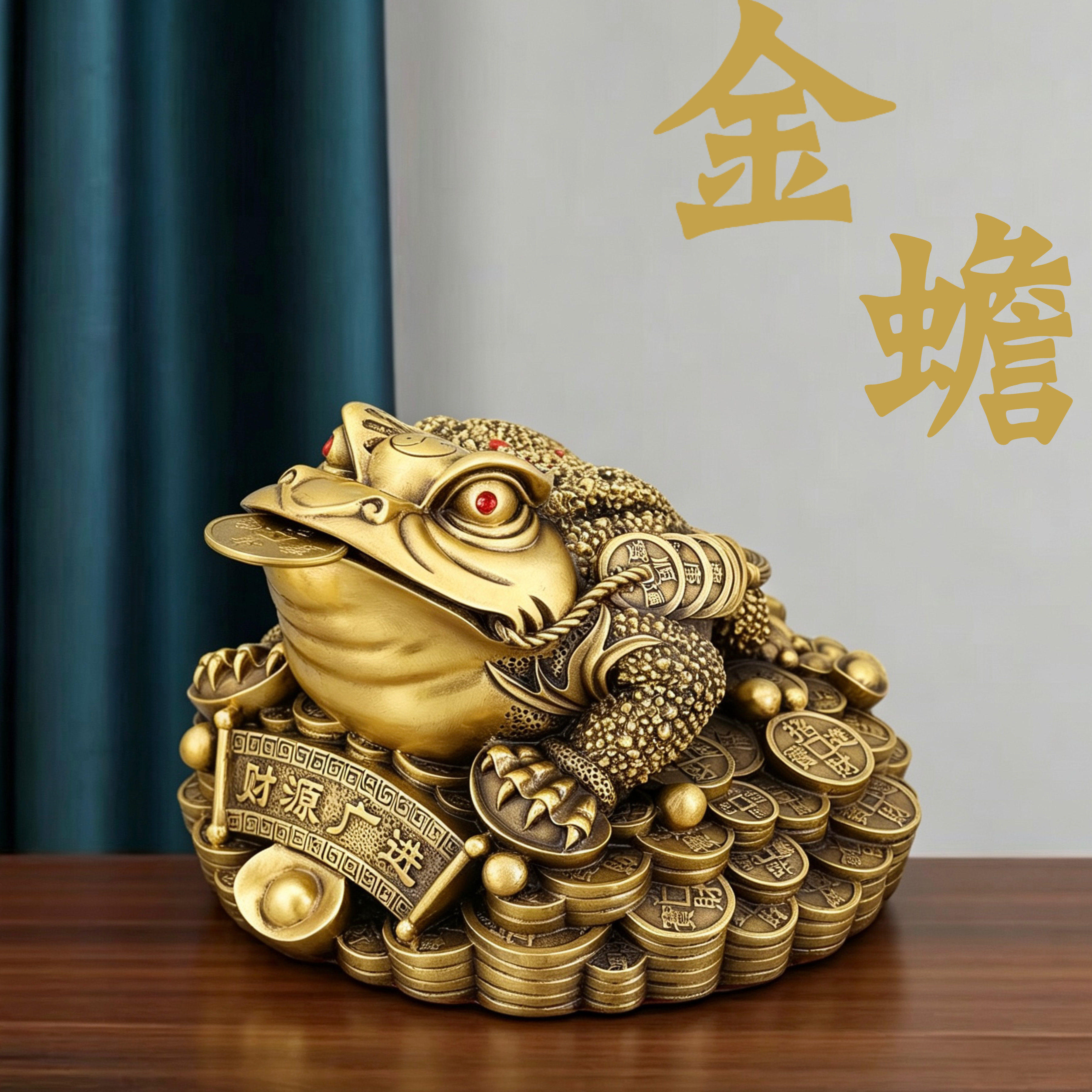 铜金蟾摆件三足蟾蜍招纯客厅办公室桌面装饰品店铺乔迁开业大号