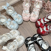 粗跟甜美蝴蝶结圆头单鞋 魔女之夜 原创「爱心之恋」lolita高跟鞋