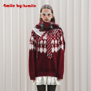 费尔岛 KSMILE 礼物节日限定学院风假两件毛衣连衣裙 4MILE
