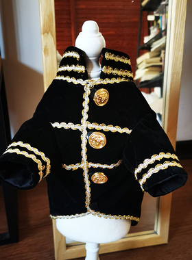 JLSC原创猫狗法式男装黑色平绒公狗礼服泰迪比熊博美手工定制衣服