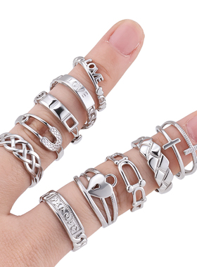 小众钛钢开口戒指不掉色防水防汗