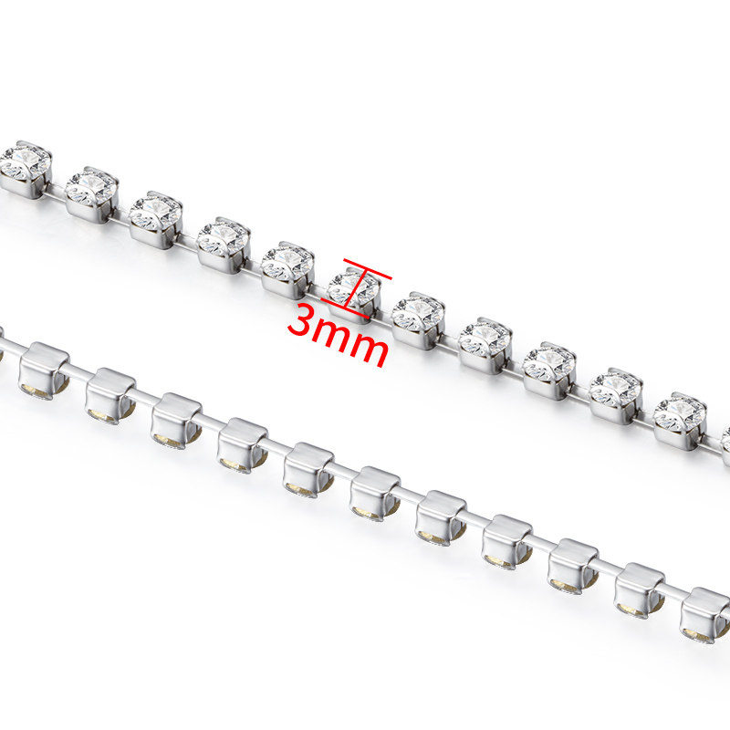 티타늄 강철 3MM 스파 스 다이아몬드 체인 DIY 목걸이 팔찌 다이아몬드 클로 체인 유행 비 페이딩 체인 남성과 여성을위한 달콤하고 멋진 장식 액세서리