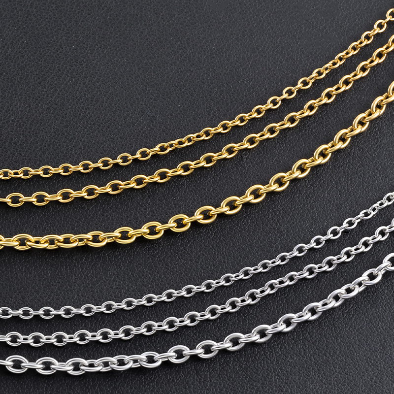 钛钢圆O十字链饰品diy配链