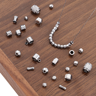 钛钢散珠子通孔串珠diy项链手链手串配件装饰隔珠手工材料配饰珠