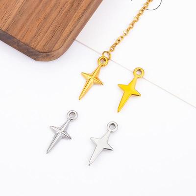 钛钢配件复古十字芒星吊坠