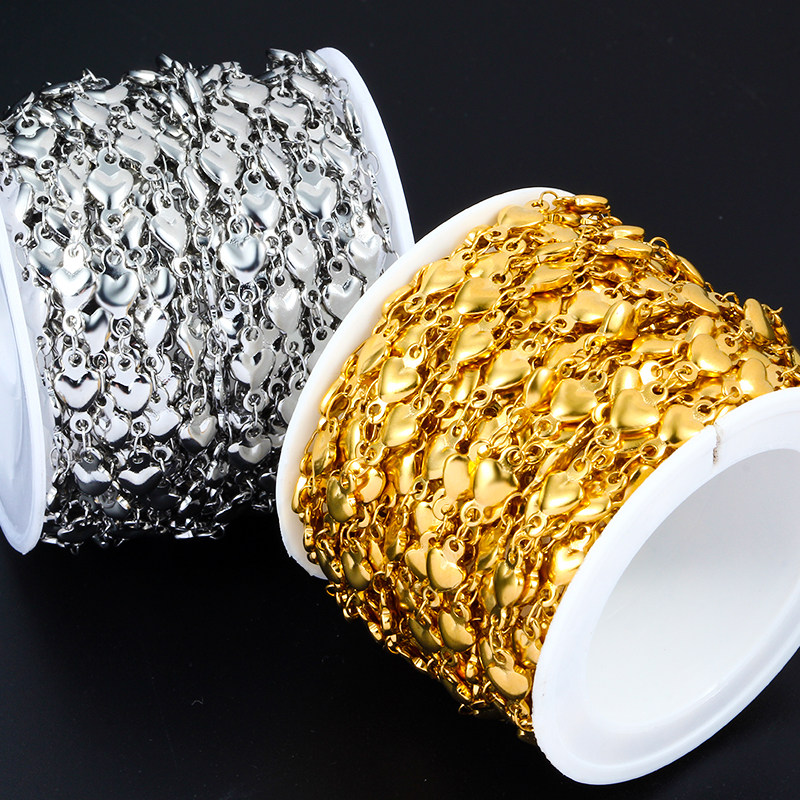 钛钢心形链条饰品diy项链手链配件18k真空电镀金色爱心链保色链条,饰品/流行首饰/时尚饰品新,链条,淘宝优惠券,粉丝福利购,淘宝优惠卷