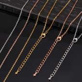 钛钢扁O十字项链时尚 饰品素链18k金基础链玫瑰金裸链锁骨链带尾链