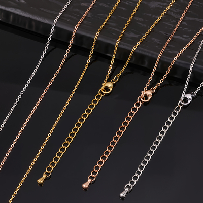 钛钢扁O十字项链素链带尾链