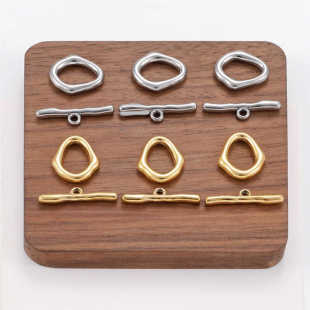 抛光钛钢18K包金异形OT扣diy项链手链扣收尾扣手工材料配件一体扣