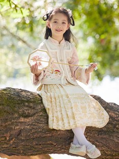 《繁花似锦》汉服女童秋冬款唐装小女孩中国风加厚套装宝宝古装