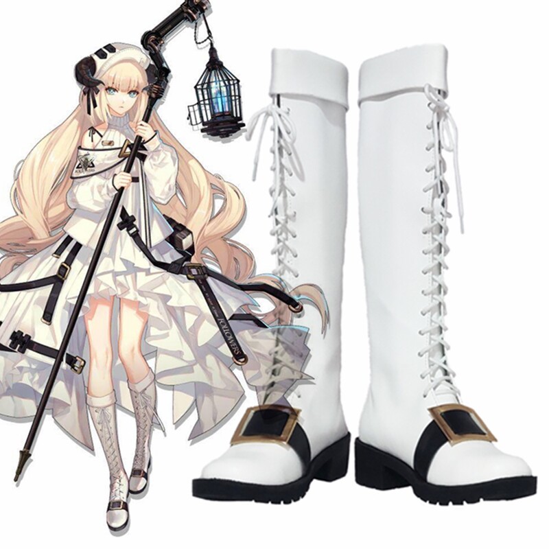 明日方舟夜莺cosplay道具鞋女增高鞋底来图定制白色系带靴子