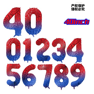 红色蜘蛛侠数字铝膜气球