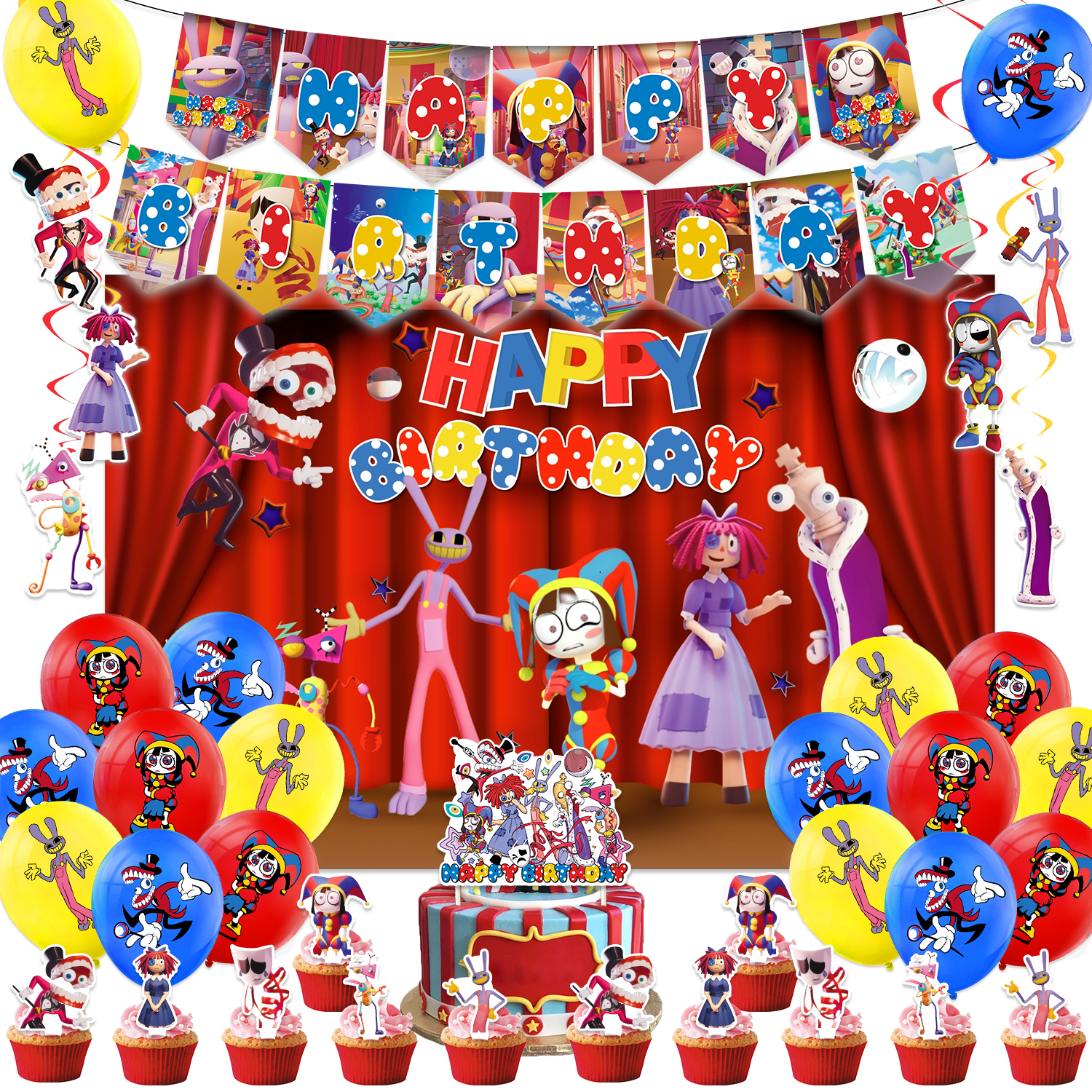 卡通马戏团印花乳胶圆形气球