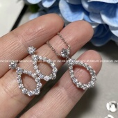 爆闪 新款 loop水滴型满钻镂空项链纯银镀18K金仿真钻石轻奢高级感