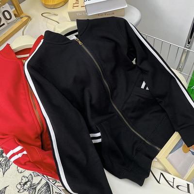 休闲运动外套女春秋季新款韩版修身显瘦薄款纯棉无帽开衫拉链卫衣