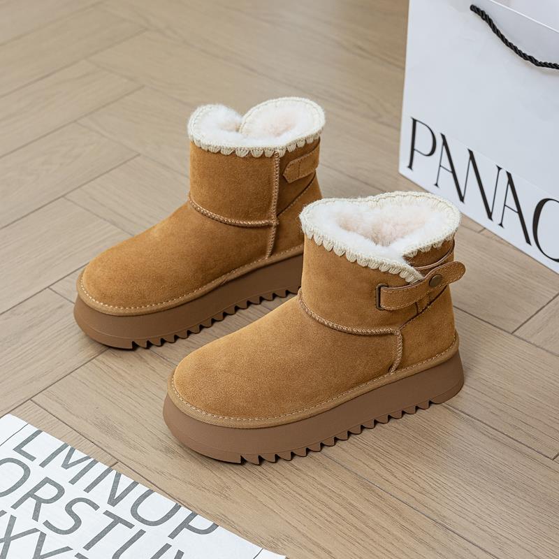 真皮羊毛雪地靴女冬加绒防滑保暖加厚棉鞋2025新款韩版厚底短靴子
