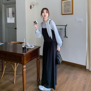 高级感韩版减龄吊带阔腿裤套装女春秋2025新款清纯系松弛感三件套